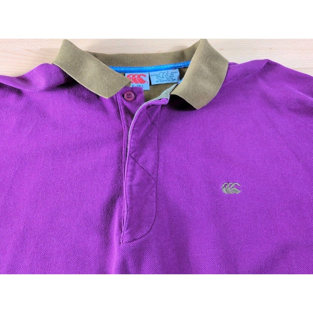 Vtg Canterbury of New Zealand Rugby Polo Long Sleeve Purple Size XL Tall